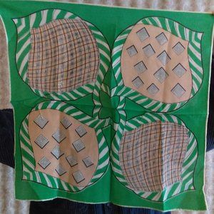 Small green/tan silk scarf